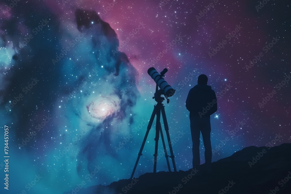 Stargazing Silhouette Exploring Celestial Wonders Stargazing Silhouette Exploring Celestial Wonders
