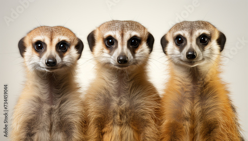 Cute small mammal looking at camera, fluffy lemur in studio generated by AI