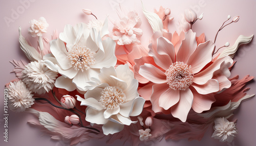 A vibrant bouquet of pink and yellow daisies, a gift of love generated by AI