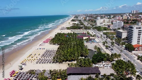 Future Beach At Fortaleza Ceara Brazil. Aerial Beach Coastal Environment. Shore Clouds Beach Sea. Shore Outdoor Beach City Panning Wide. Shore Sea Ocean Bay Water. Fortaleza Ceara. photo