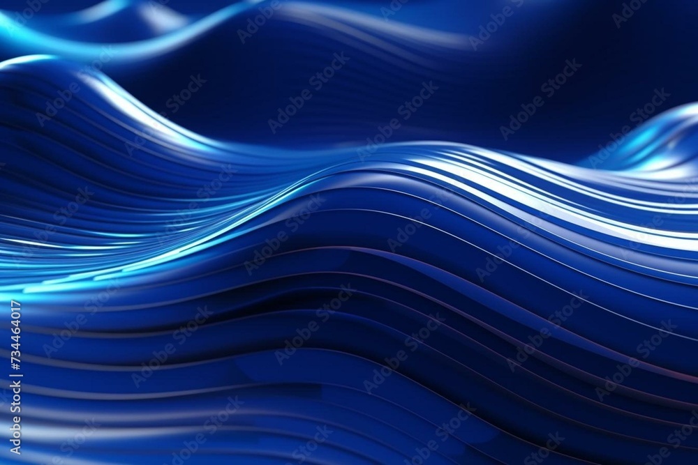 Fototapeta premium Metallic blue geometric wave on black-white background. 3D CG of sports tech, strategic ideas and analysis of operations. Generative AI