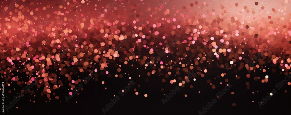 Pink glitter texture on a black background. Rose gold glitter shimmer. Romantic concept for Valentine's, Women's day, holiday, event. Abstract backdrop for design greeting card, banner, invitation Pink glitter texture on a black background. Rose gold glitter shimmer. Romantic concept for Valentine's, Women's day, holiday, event. Abstract backdrop for design greeting card, banner, invitation