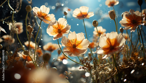 Bright chamomile blossom in meadow, nature tranquil summer beauty generated by AI