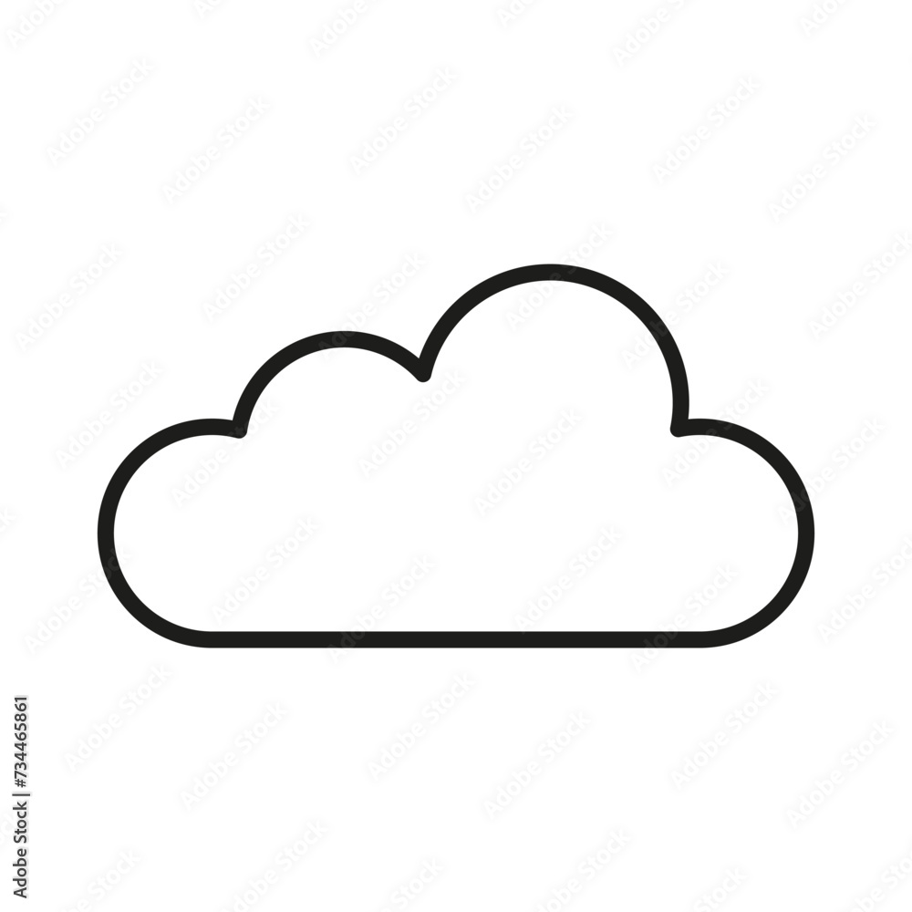 A black and white outline of a cloud on a white background A black and white outline of a cloud on a white background