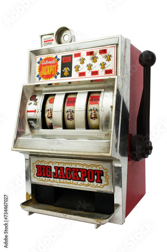 Obraz na płótnie Slot machine on transparent background , casino concept idea. w salonie