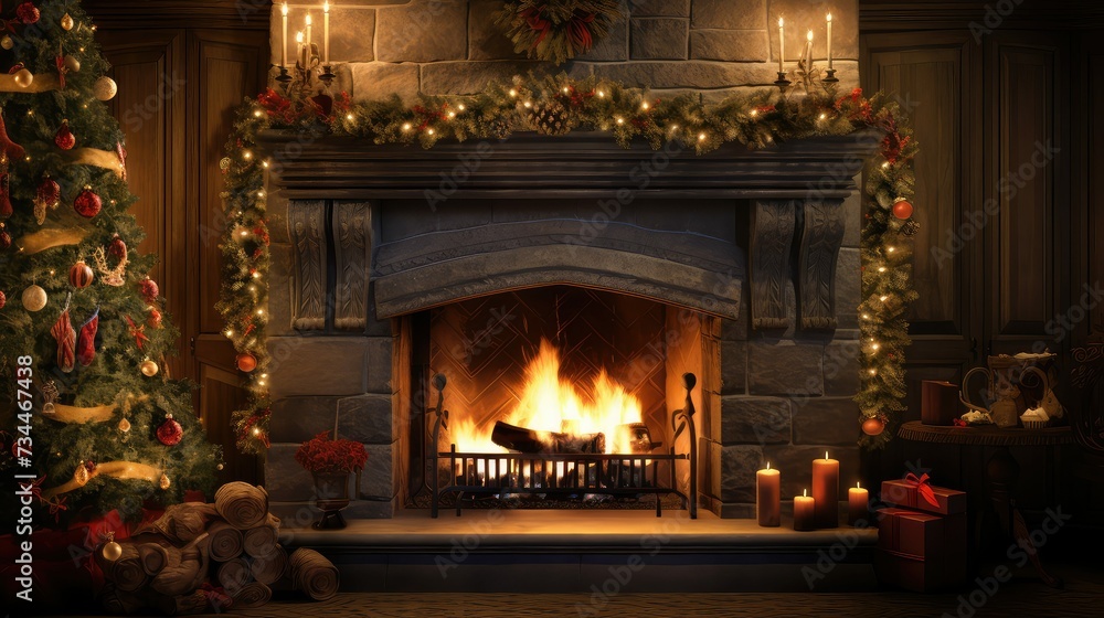 cozy fireplace holiday