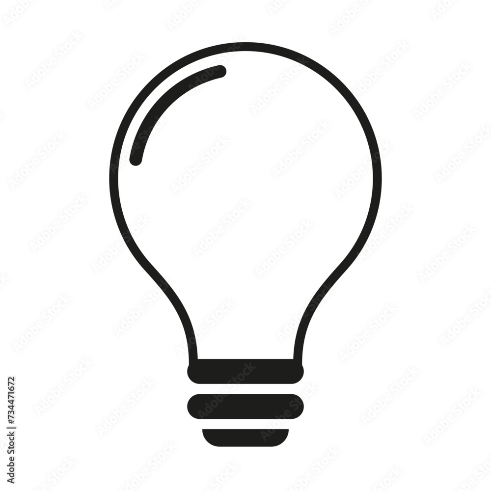 A black and white icon of a light bulb on a white background A black and white icon of a light bulb on a white background