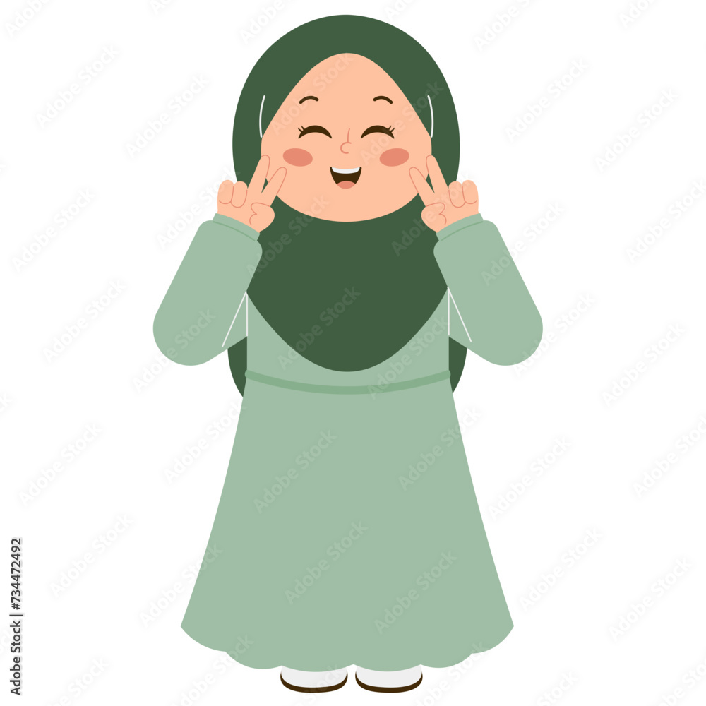 Cute Hijab Girl Smiling Illustration Cute Hijab Girl Smiling Illustration