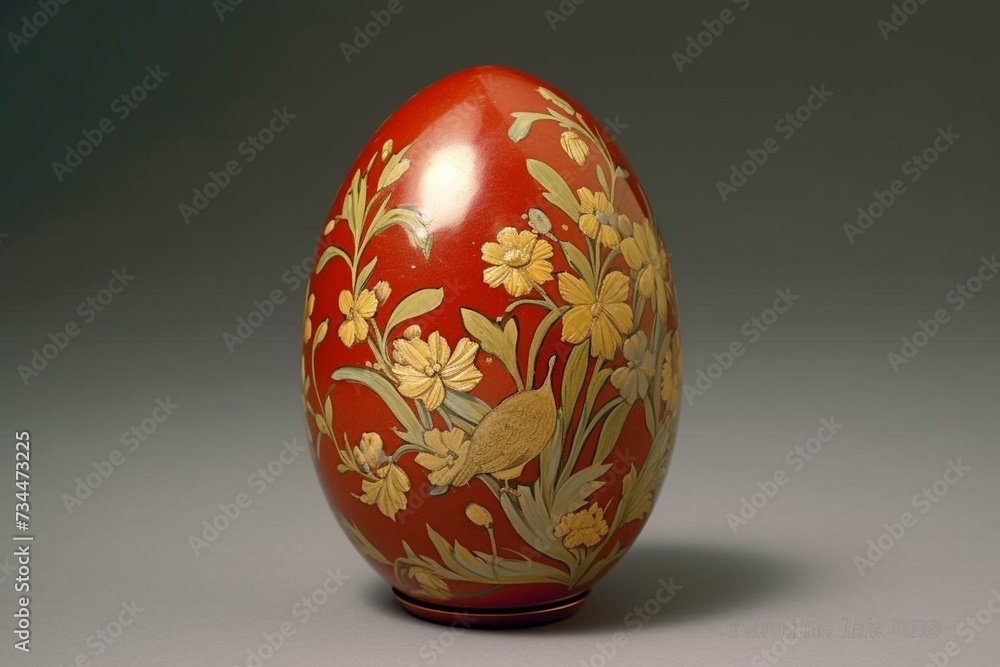 Egg with floral design. Generative AI Egg with floral design. Generative AI