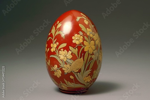 Egg with floral design. Generative AI