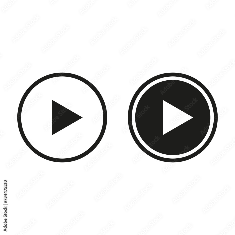 A set of play buttons on a white background A set of play buttons on a white background