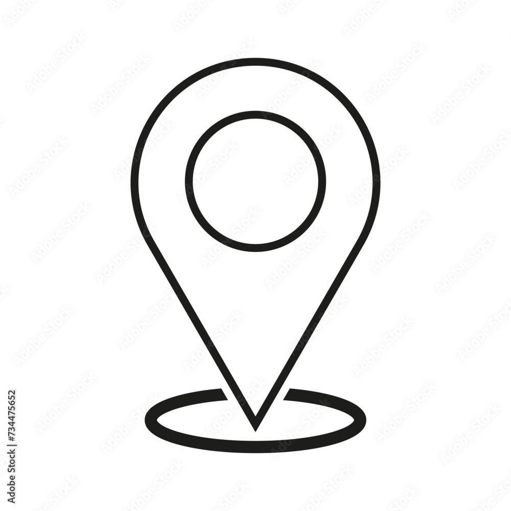 A black and white map pin icon on a white background A black and white map pin icon on a white background
