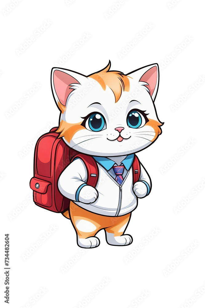 Cartoon cat goes to school Cartoon cat goes to school