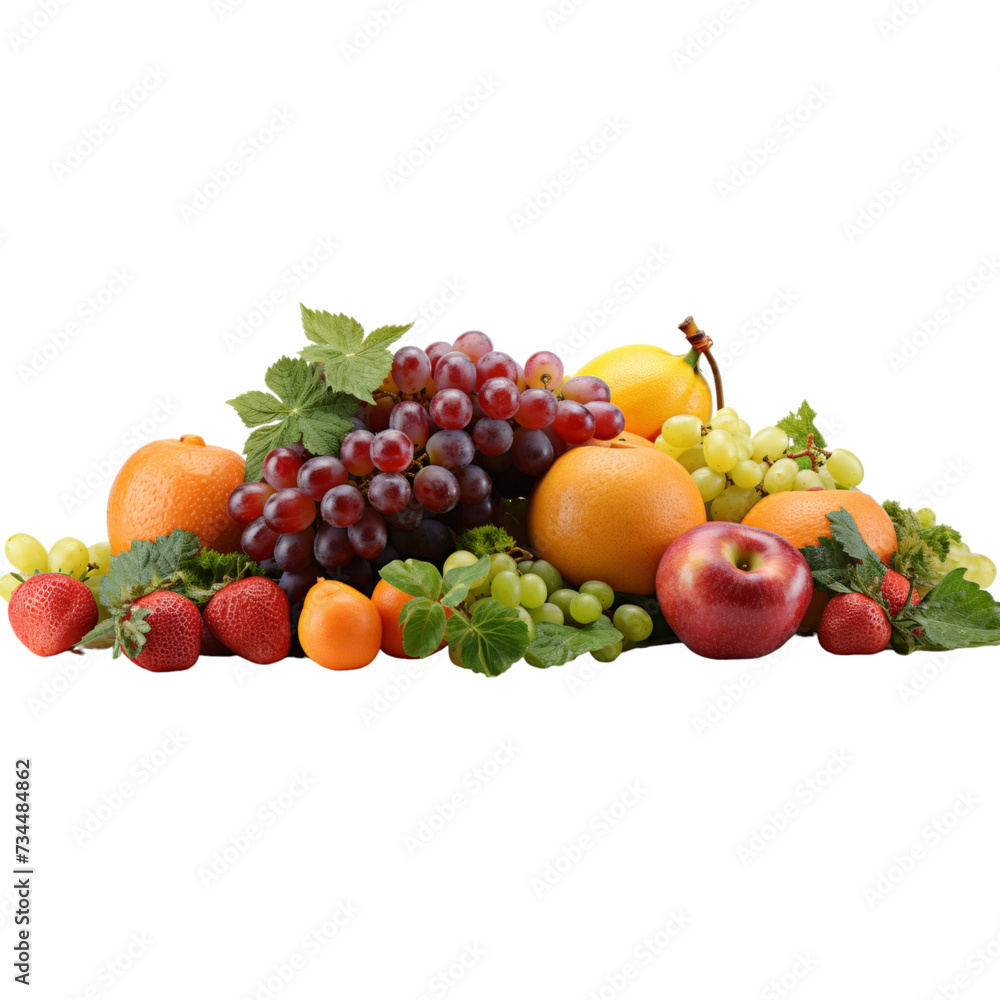 Assorted Fresh Fruits on White Background
