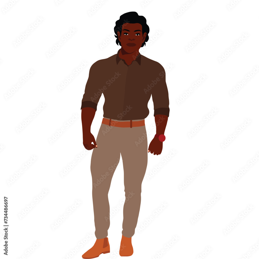 Fototapeta premium Handsome black man in elegant art style vector