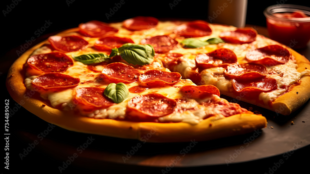 Italian pizza, a juicy slice of pizza