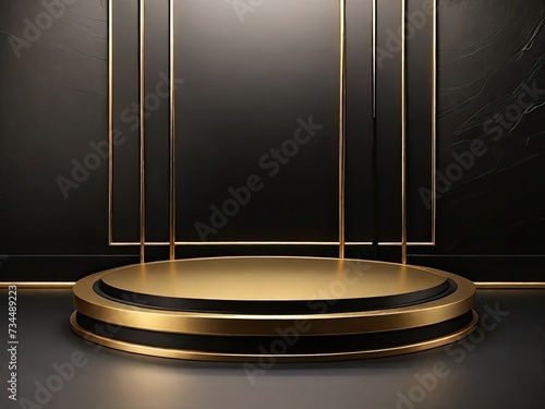 3d render of a podium with a gold podium