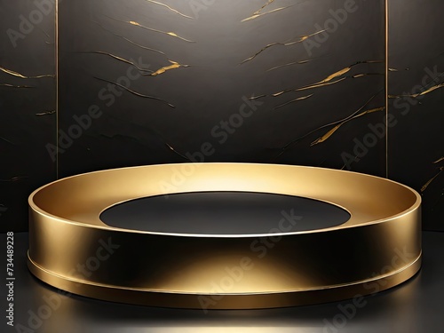 3d render of a gold podium with a spotlight