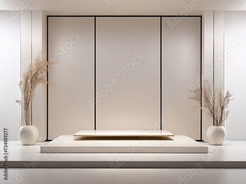 3D Illustration of Pedestal Podium with Brown Foundation Cream