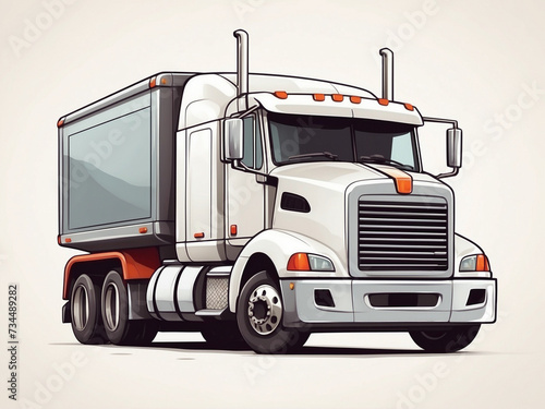 Kids' illustration of a semi truck on a plain white background © BNMK0819
