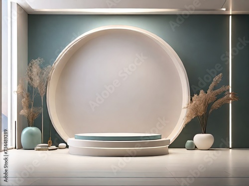 3D Illustration of Pedestal Podium with Brown Foundation Cream