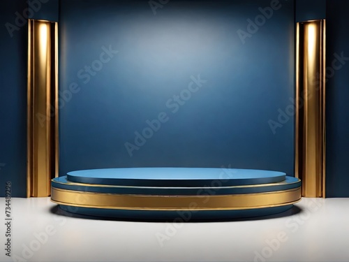Empty gold black podium 3d background pedestal stand