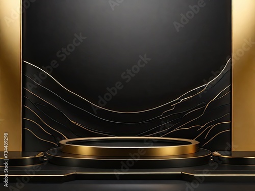 3d render of a gold podium with a spotlight