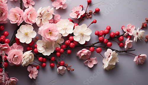 Fresh pink blossoms decorate nature bouquet in the springtime generated by AI