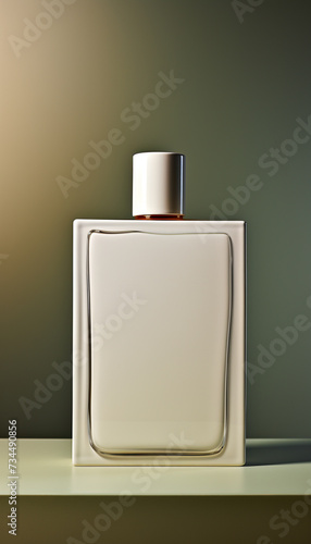 Luxury perfume bottle, elegant design, spraying fresh scented liquid generated by AI