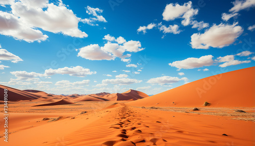 Majestic African landscape arid, remote, tranquil, with rippled sand dunes generated by AI