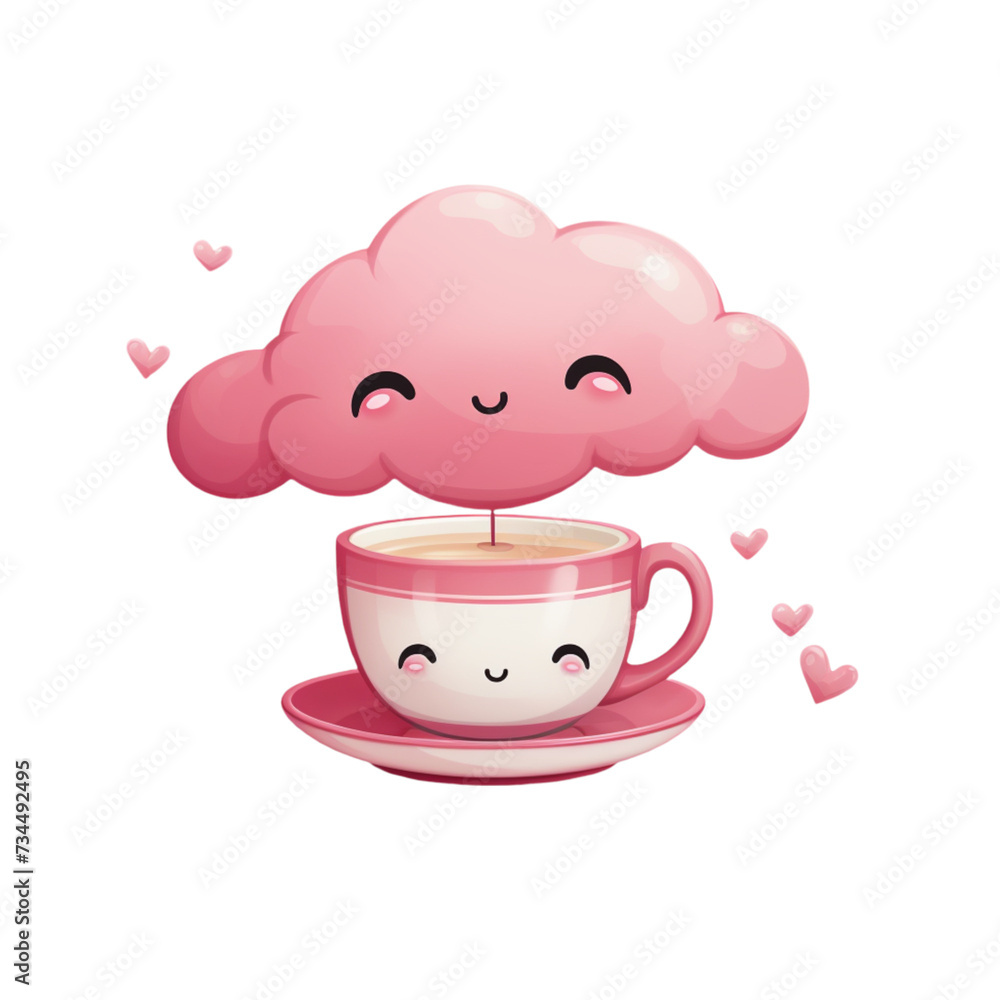 Pink Cloud Floating on Coffee Cup Pink Cloud Floating on Coffee Cup