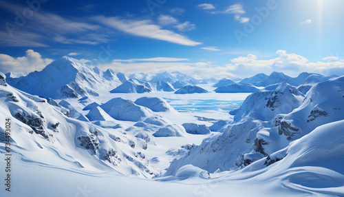 Frozen mountain peak in tranquil winter landscape, a breathtaking adventure generated by AI © Gstudio
