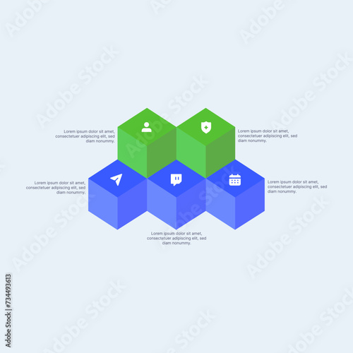 Cube step vector infographic element with icon and descriptions
