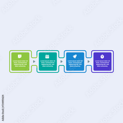 Horizontal process flow illustration from left to right business concept