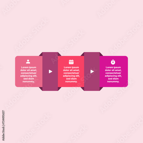 Horizontal vector illustration showing task flow with icons