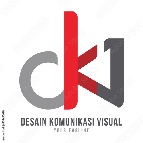 Logo DKV for company or school, red, grey photo
