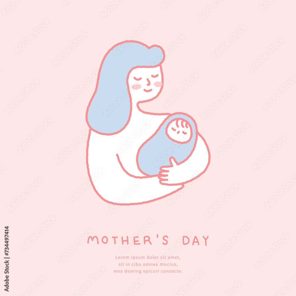 Mother's day template with mother and baby illustration. Mother's day template with mother and baby illustration.