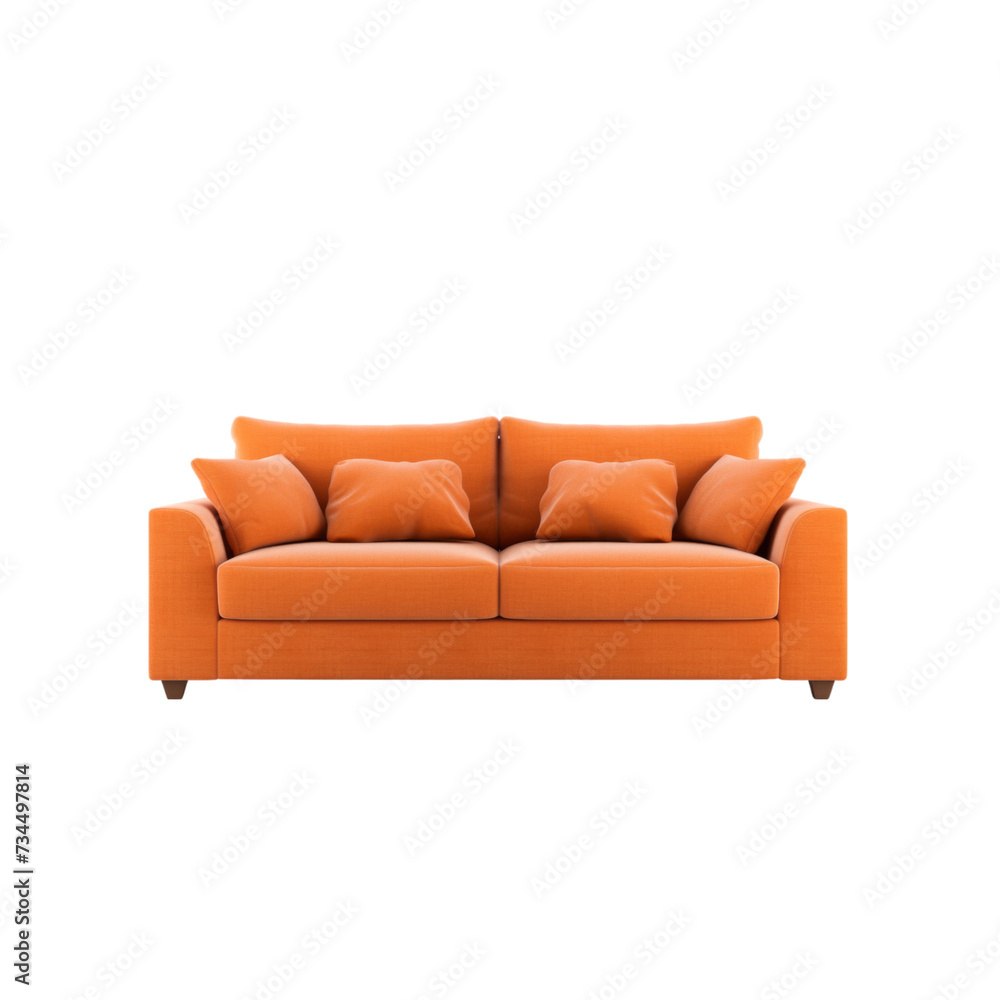 Fototapeta premium Orange Couch With Pillows