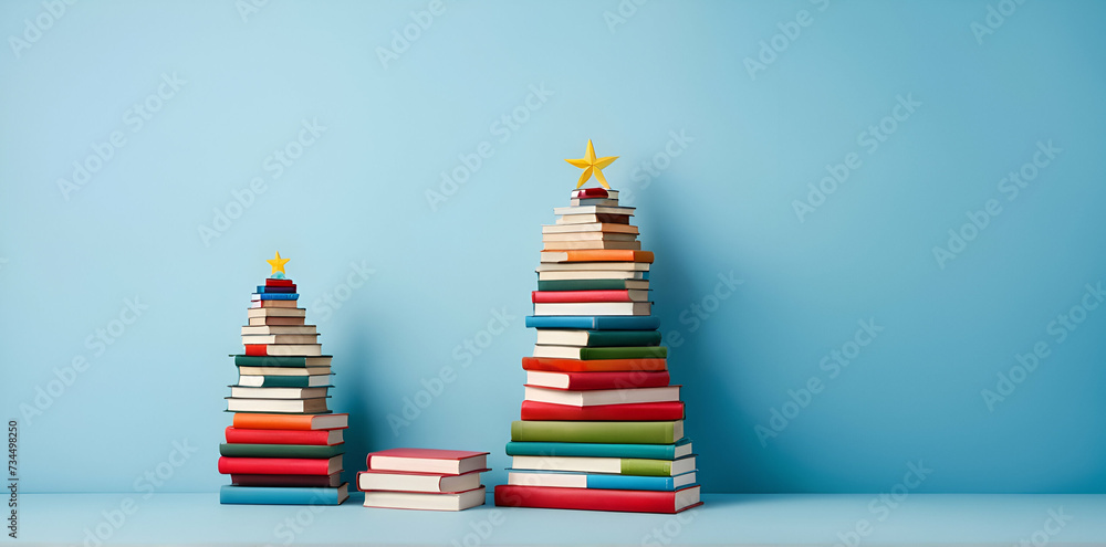 stack of books on a blue background stack of books on a blue background