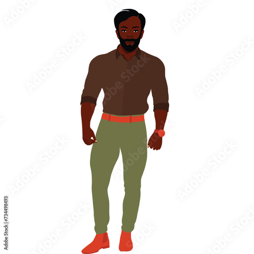 Handsome black man in elegant art style vector