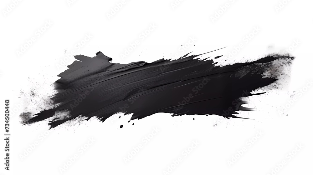 Brushstrokes of black oil paint on white background. generative ai