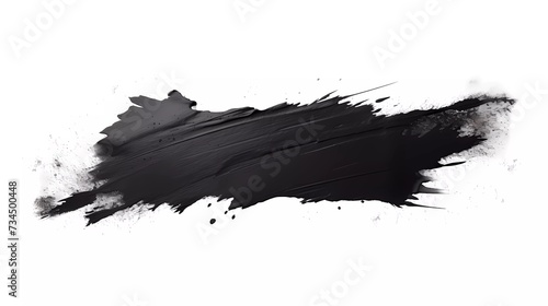 Brushstrokes of black oil paint on white background. generative ai