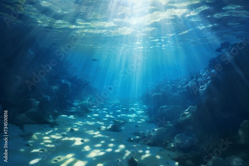Sunlight filtering through the depths of a serene underwater landscape.