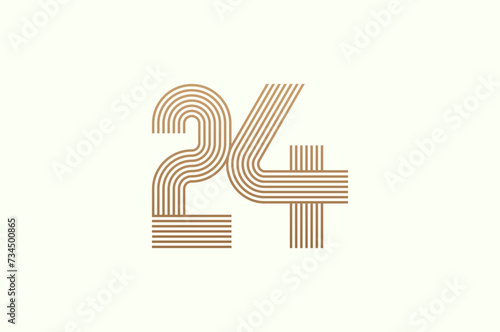 Number 24 Logo. Monogram Number 24 logo multi line style. usable for business logos and anniversary. flat design logo template. vector illustration	