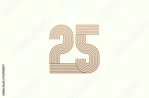 Number 25 Logo. Monogram Number 25 logo multi line style. usable for business logos and anniversary. flat design logo template. vector illustration	