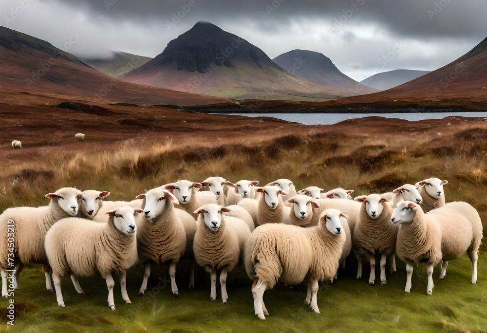 Fototapeta premium sheep on the mountain