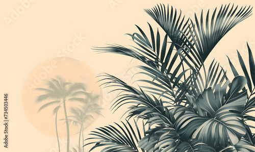 minimalist monochromatic hawaiian plant design Generative AI 