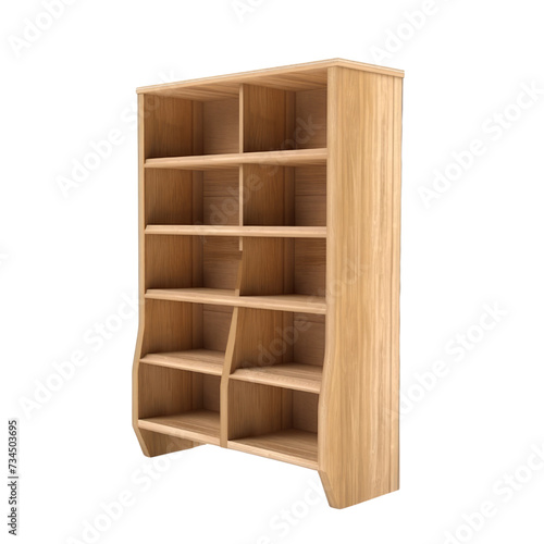 Wooden Bookshelf  PNG Cutout  Generative AI