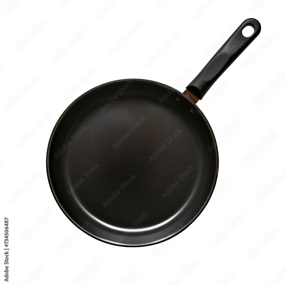 Teflon frying pan on a transparent background seen from above Teflon frying pan on a transparent background seen from above