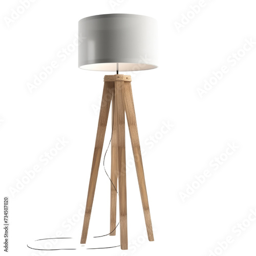 Wooden Floor lamp PNG Cutout, Generative AI